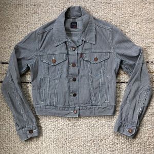 Levi’s Jean Jacket Hickory Stripe Cropped Sm - Med